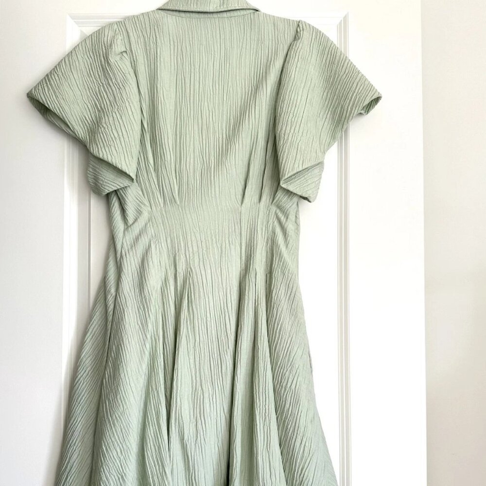 JONATHAN SIMKHAI Green Short Flutter Sleeve Bubble Hem Mini Dress Size S - Picture 6 of 11